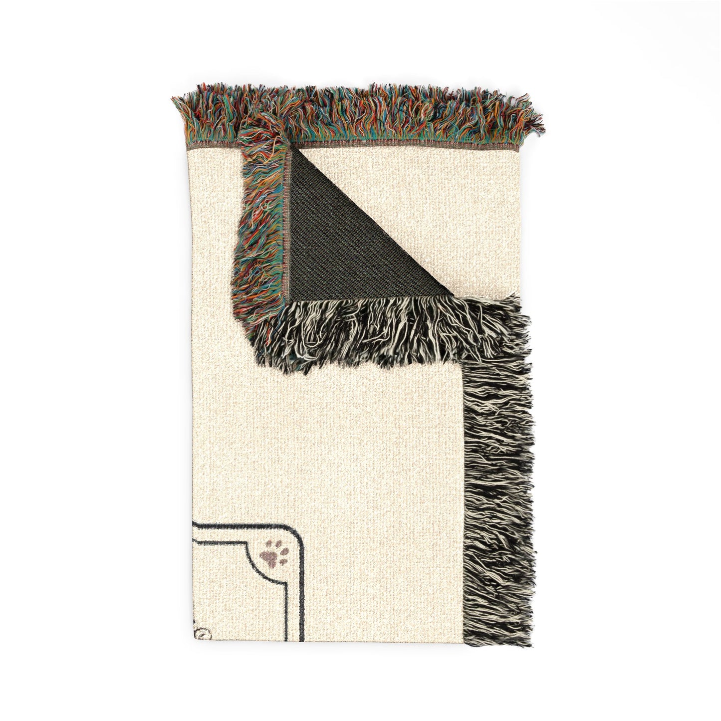 100% cotton Woven Blanket with a design of a dog named 'Mr. Woof'