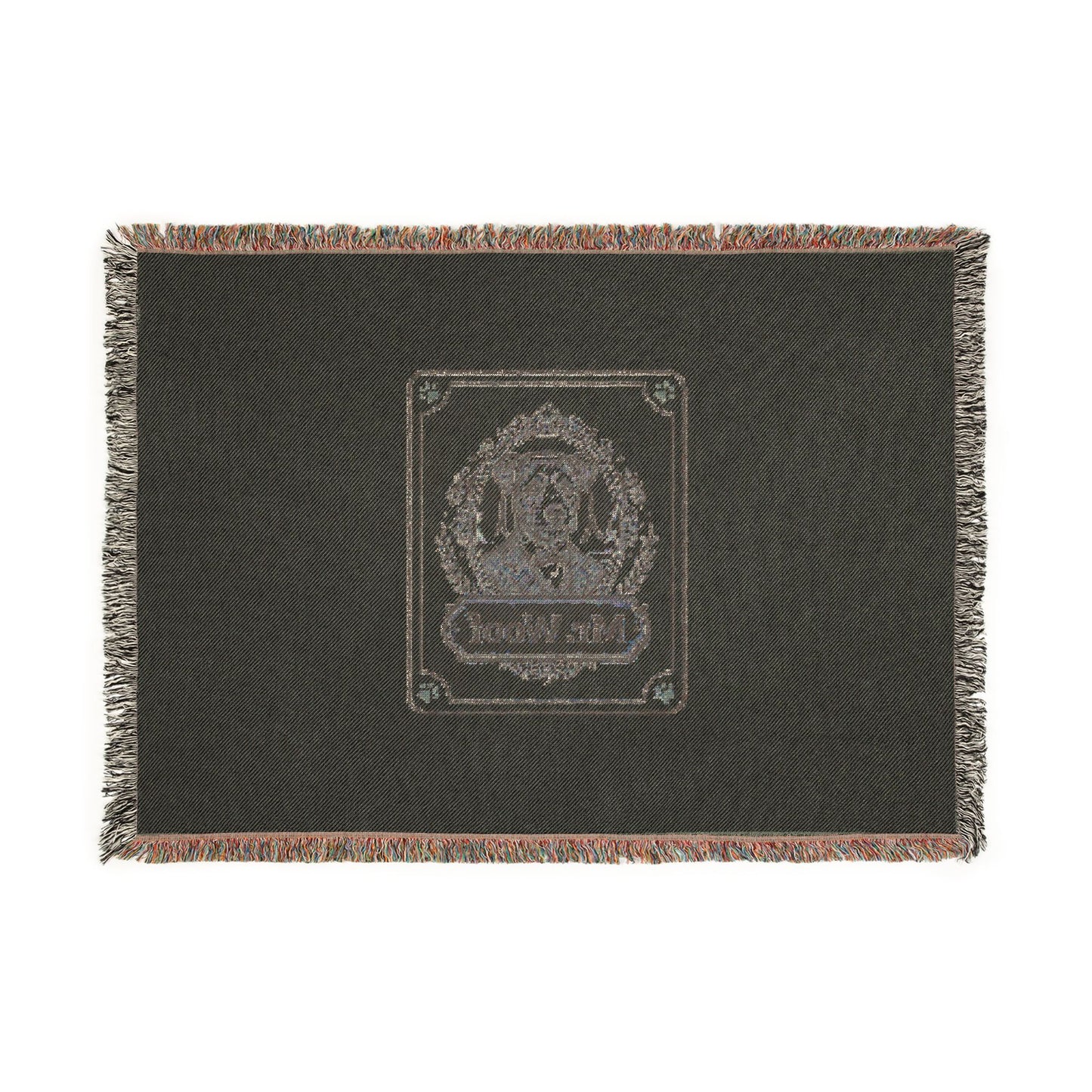 100% cotton Woven Blanket with a design of a dog named 'Mr. Woof'