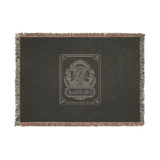 100% cotton Woven Blanket with a design of a dog named 'Mr. Woof'