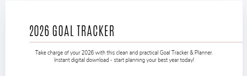 2026 Goal Tracker & Planner | Digital PDF + Notion Template